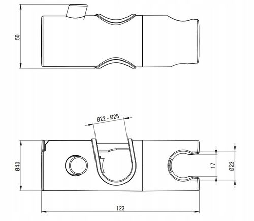Uchwyt Czarny Mat na Słuchawkę Prysznicową UNI drążka FI 22,23,24,25 na Arena.pl