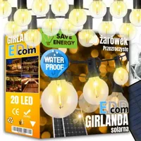 GIRLANDA OGRODOWA SOLARNA ŚWIETLNA 20 LED ŻARÓWKI KULKI LAMPA DO OGRODU