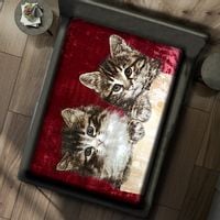 Gruby Koc Akrylowy 160X210 Kotki Bordo 18795