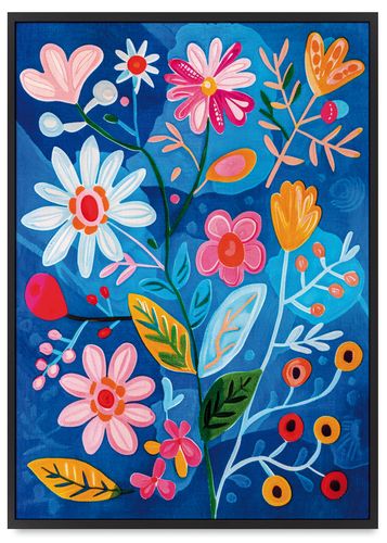 Plakat ramka kwiaty abstrakcja 61x91 cm w czarnej ramie na Arena.pl