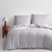 Zestaw Pościel 200x200 cm 2 Poduszki 80x80 cm z Mikrofibry Jasnoszare
