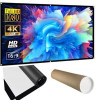 Duży EKRAN PROJEKCYJNY mata przenośna zwijana 100” 221x124 16:9 HDREADY 4K