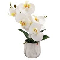 STORCZYK SZTUCZNY W DONICZCE BIAŁY ORCHIDEA KOMPOZYCJA DEKORACYJNA 30cm