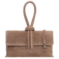 VERA PELLE torebka damska zamszowa listonoszka z paskiem V678 taupe