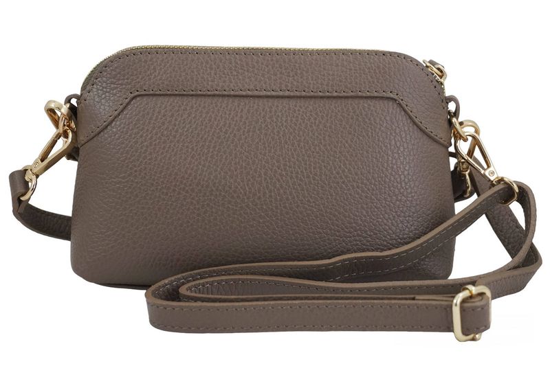 Mała torebka wizytowa skórzana - Beżowa ciemna zdjęcie 4