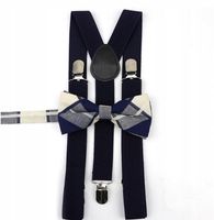 SZELKI męskie i MUCHA męska granatowa w kratę