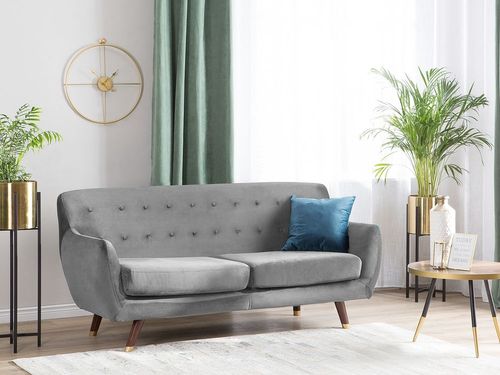 Sofa 3-osobowa welurowa szara BODO na Arena.pl