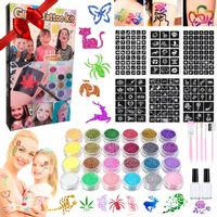 TATUAŻE BROKATOWE DUŻY MEGA ZESTAW DO TATUAŻY SZABLONY BROKAT PREZENT DIY