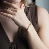 Bransoletka sztywna - młotkowane srebro złocone 19 cm