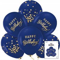ZESTAW BALONÓW Z NADRUKIEM Happy Birthday Granatowo DEKORACJA URODZINOWA 6