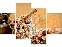 120CM 80CM ZEGAR 4 ELEM AROMATYCZNA KAWA OBRAZ ŚCIENNY