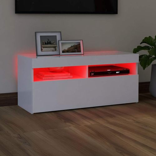 Szafka pod TV z oświetleniem LED, biała, 90x35x40 cm na Arena.pl