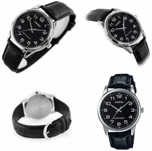 ZEGAREK MĘSKI CASIO APOLLO +BOX +GRAWER skórzany cyfry czarny klasyczny na Arena.pl