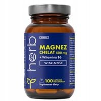 HERB MAGNEZ CHELAT 500mg GLICYNIAN + B6 100 vcaps SKURCZE, MIĘŚNIE