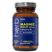 HERB MAGNEZ CHELAT 500mg GLICYNIAN + B6 100 vcaps SKURCZE, MIĘŚNIE