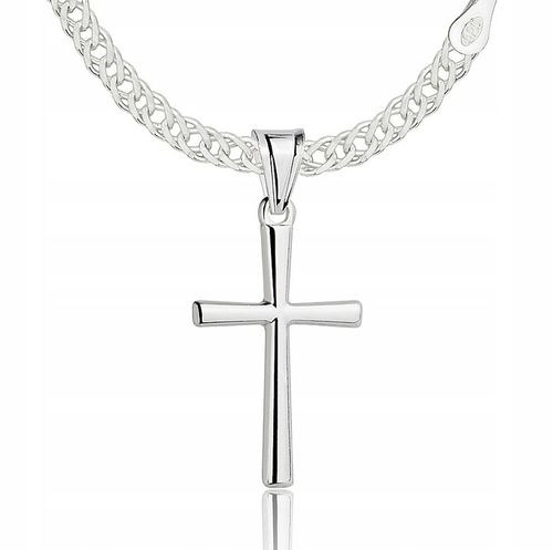 Łańcuszek Srebrny Rombo Pełny Diamentowany z Krzyżykiem 925 Grawer Gratis na Arena.pl