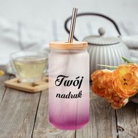 Szklanka 550 ml szroniona ze słomką z Twoim nadrukiem - fioletowa