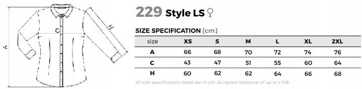 Koszula kelnerska Damska STYLE LS229 Czarna L zdjęcie 4