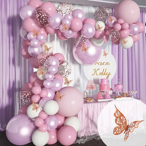 GIRLANDA BALONOWA RÓŻ FIOLET URODZINY BABY SHOWER CHRZCINY WESELE ROCZEK na Arena.pl