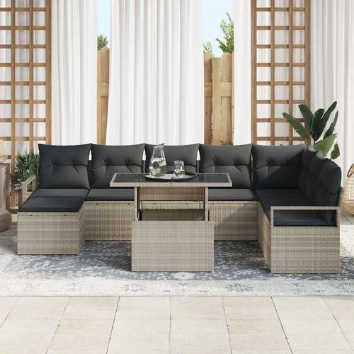 Zestaw Sof na Ogród z poduszką 9 pcs Jasnoszary na Arena.pl