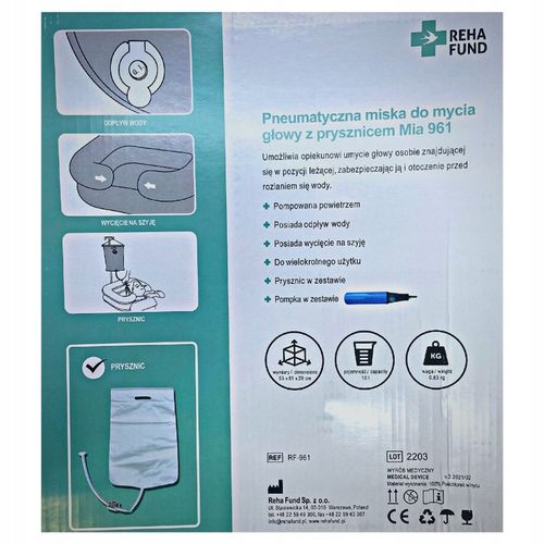 Basen do mycia głowy leżącego w łóżku miska do mycia włosów prysznic pompka na Arena.pl