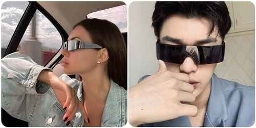 Futurystyczne OKULARY PRZECIWSŁONECZNE SREBRNE Imprezowe UV400 + Etui na Arena.pl