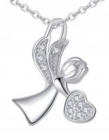 NASZYJNIK SREBRNY 925 ŁAŃCUSZEK ANIOŁEK CHRZEST