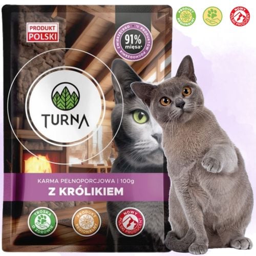 karma mokra dla kota z królikiem turna cats 100g koty z wrażliwym żołądkiem na Arena.pl