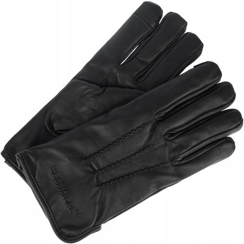 Rękawiczki skórzane męskie klasyczne DOTYKOWE z polarkiem miś na Arena.pl