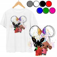 KOSZULKA DZIECIĘCA T-SHIRT Z NADRUKIEM - KRÓLIK KOLORY - XS 110-116