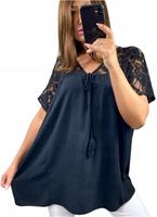 Tunika Luźna Damska Koronka Oversize Duże Rozmiary Czarna (50-56) roz. 52