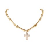 choker z kosteczek z kryształowym krzyżykiem aria rockstar collection