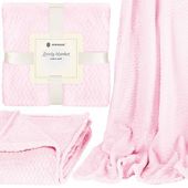 Narzuta na łóżko, pled 70x160cm tłoczony, dwustronny koc na kanapę różowy