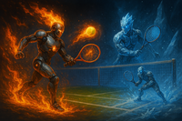 Opłatek na tort KORT TENISOWY Tenis Ziemny Gem Set Mecz Robot Humanoidalny