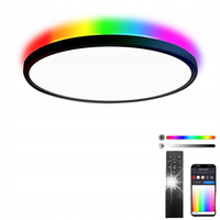 LAMPA SUFITOWA PLAFON LED Z PILOTEM RGB 20+4W 30CM Google Alexa Apps CZARNY