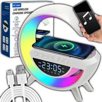 Lampka nocna biurkowa 6w1 | Zegar | Budzik | Radio | Ładowarka | Głośnik