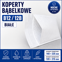 Koperty Bąbelkowe białe B12 12B 200 szt Wytrzymałe Do Paczek dla e-commerce