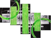 100 75CM OBRAZ 5 ELEM LIMONKOWA ABSTRAKCJA ŚCIENNY