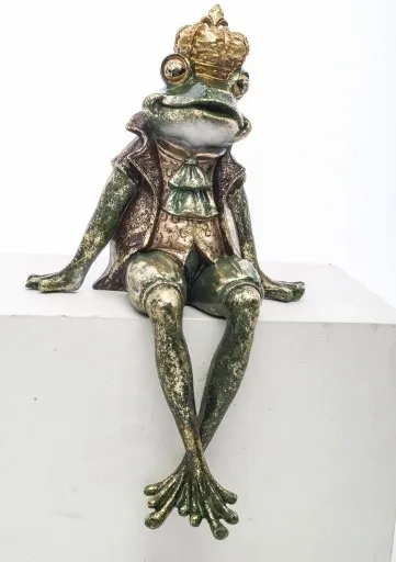 FIGURKA FIGURA ŻABA ŻABKA SIEDZĄCA W KORONIE zdjęcie 6