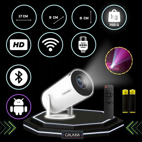 PROJEKTOR RZUTNIK MINI PRZENOŚNY ANDROID LED WIFI FULL HD SMART TV na Arena.pl