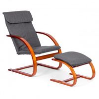 FOTEL BUJANY NOWOCZESNY SZARY FIŃSKI Z PODNÓŻKIEM DO 120KG