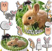 ZESTAW OPŁATEK NA TORT 20CM + TOPPERY PAPIEROWE - KRÓLIK KRÓLICZEK 15CM 18