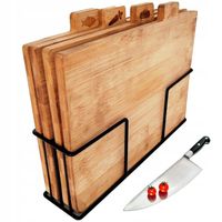 ZESTAW 4 DESEK KUCHENNYCH NA STOJAKU DESKI BAMBUSOWE DO KROJENIA KOMPLET