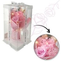 bukiet zapachowych kwiatów mydlanych w pudełku na prezent, świecące led