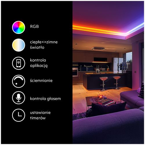 Taśma LED RGB 5050 Aplikacja SMART HOME 5M PILOT Bluetooth muzyka zestaw na Arena.pl