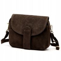 Torebka skórzana zamszowa na ramię LUKA ciemny brąz