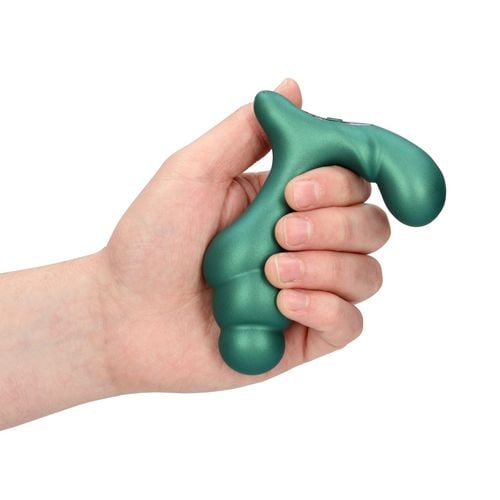 stacked vibrating prostate massager with remote control   metallic green na Arena.pl