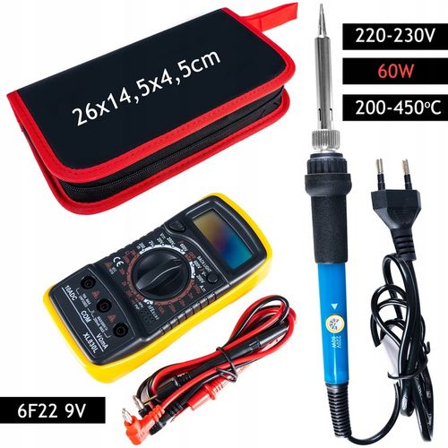 Lutownica Zestaw Narzędzi Do Lutowania 40 Elementów Multimetr Groty Cyna na Arena.pl