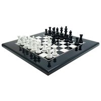 WŁOSKIE FIGURY SZACHOWE BIAŁO/CZARNE DREWNO + SZACHOWNICA CZARNO/BIAŁE 40