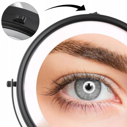 Lusterko kosmetyczne ścienne powiększające do makijażu czarne podświetlane na Arena.pl